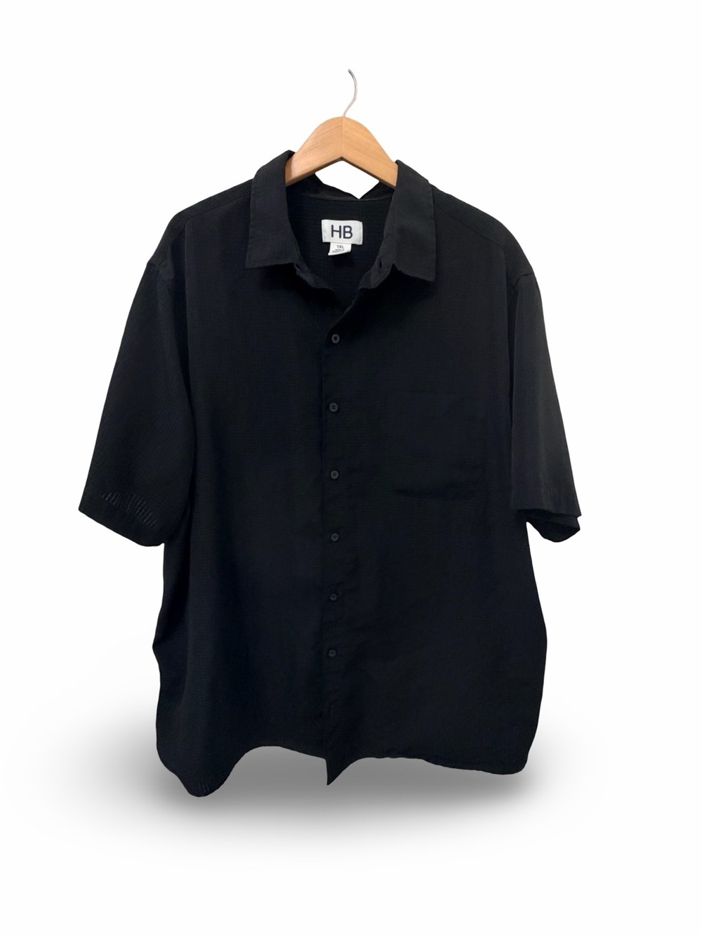Harbor Bay Men's Short-sleeve Button-down Casual Shirt Black Size 1XL